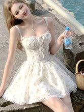 Elegant Floral Mini Dress Women Y2k Evening Party Dresses Casual Beach Style Korean Fashion Clothing Corset Vintage Sexy Vestido